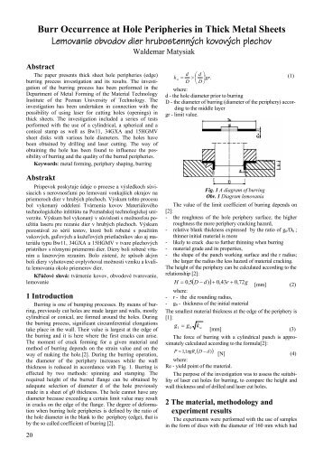 Burr Occurrence at Hole Peripheries in Thick Metal Sheets ...