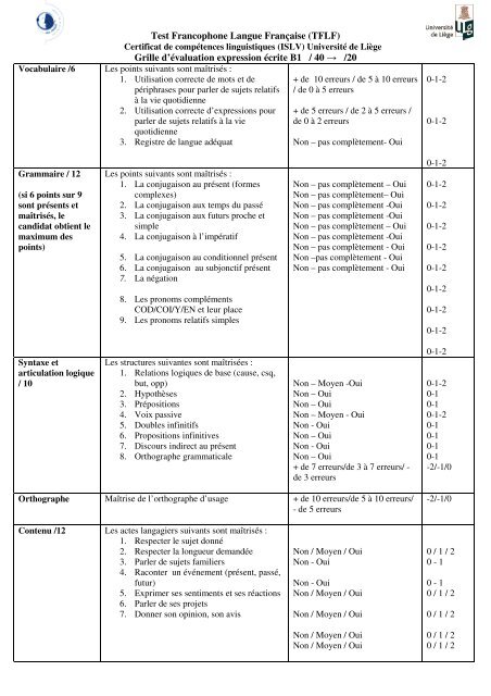 grilles d' evaluation b1 - TFLF