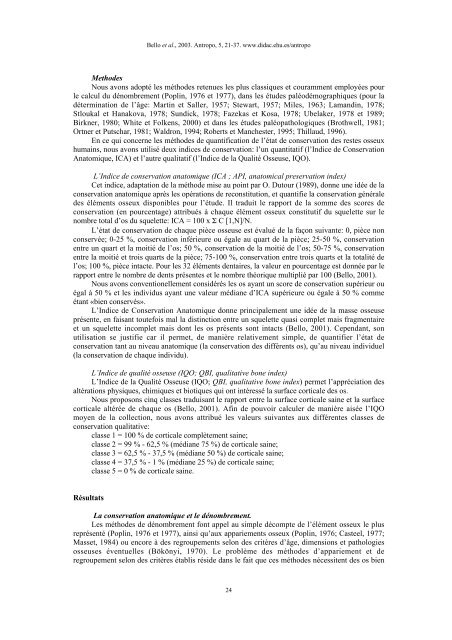 Quantification de l'état de conservation des collections ... - Antropo