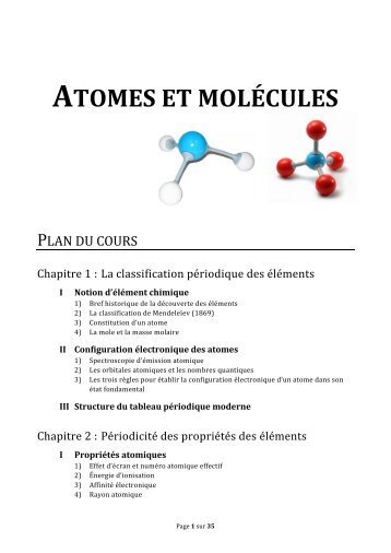 ATOMES ET MOLÉCULES - Chimie - PCSI