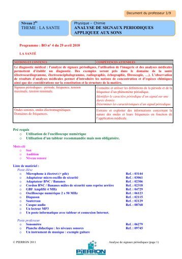 ANALYSE DE SIGNAUX PERIODIQUES APPLIQUEE AUX ... - Pierron