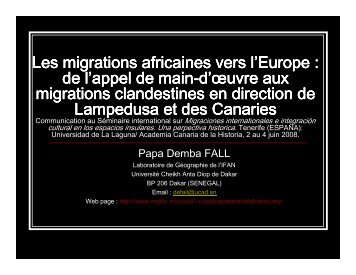 (Microsoft PowerPoint - Les migrations africaines vers l ... - Matrix