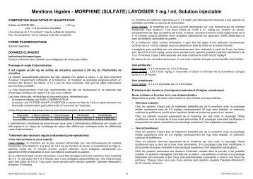 Mentions légales pour Sulfate de Morphine 1mg/ml Ampoule (PDF ...