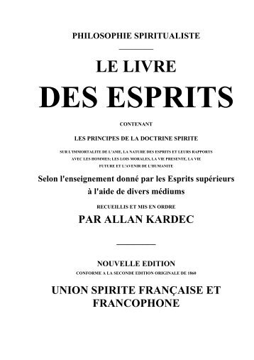 Le livre des Esprits - Allan Kardec - Union Spirite Belge