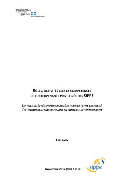 rôles,activités clés et compétences de l'intervenante privilégiée des ...