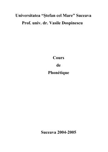 Curs de fonetica I. D. varianta finala - "Ştefan Cel Mare" Suceava
