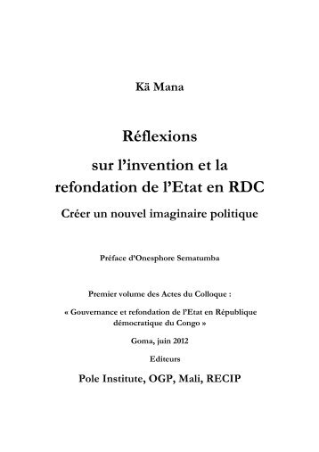 REFLEXIONS SUR L'ETAT EN RDC - CongoForum