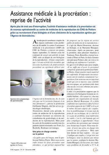 Assistance médicale à la procréation : reprise de ... - (CHU) de Poitiers