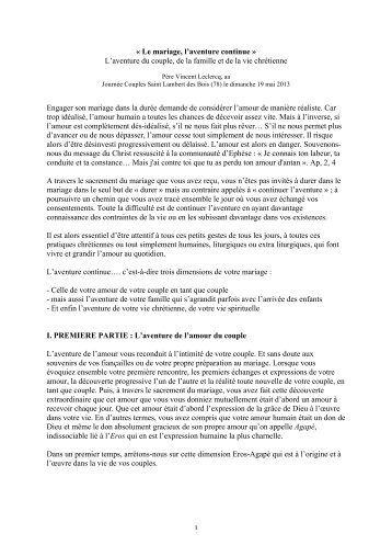Intervention du P. Vincent Leclercq - Alliance Assomptionniste
