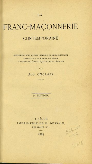 La franc-maçonnerie contemporaine - Bibliothèque numérique de ...