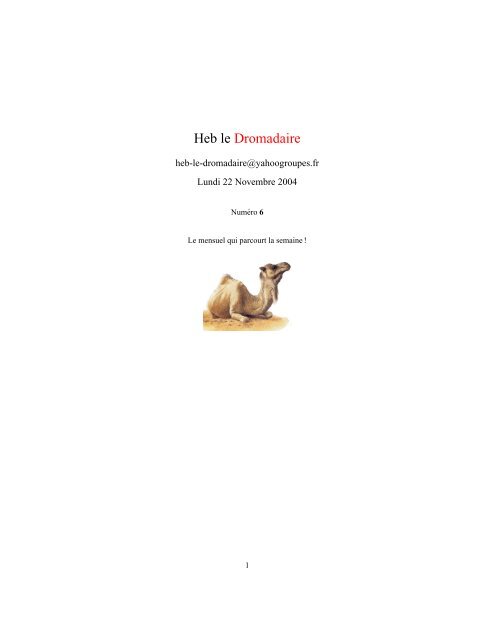 Heb Le Dromadaire Republique Francophone Virtuelle De Nautia