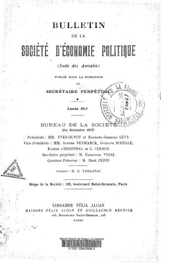 Bulletin de la Société d'économie politique. 1917.
