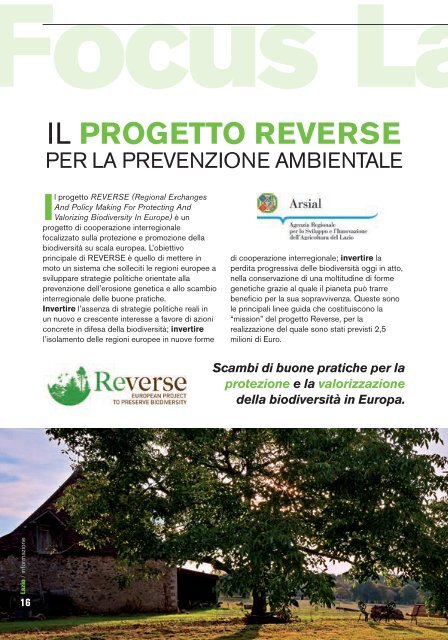Focus - Agricoltura - Regione Lazio