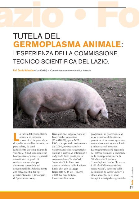 Focus - Agricoltura - Regione Lazio