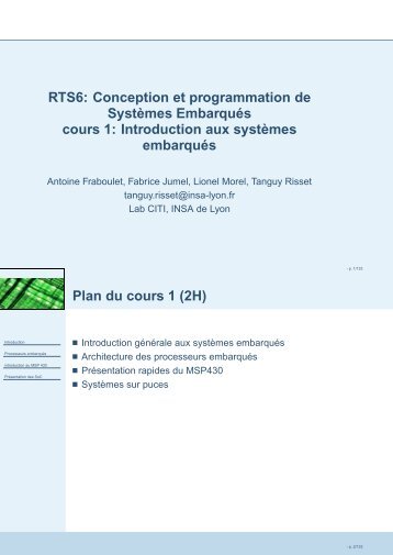 RTS6: Conception et programmation de Systèmes ... - INSA de Lyon