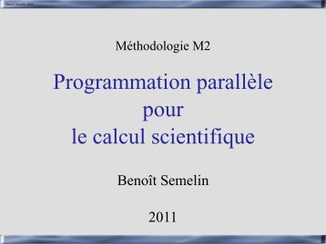 Programmation parallèle pour le calcul scientifique