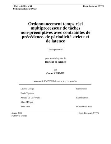 Ordonnancement temps réel multiprocesseur de tâches ... - SynDEx