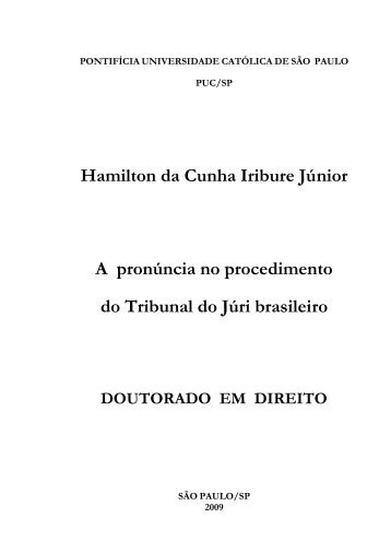 Hamilton da Cunha Iribure Júnior A pronúncia no ... - Domínio Público