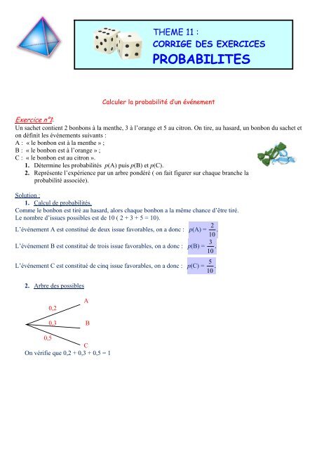 corrige des exercices probabilites