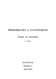 PROBABILITES et STATISTIQUES Cours et exercices - Institut de ...