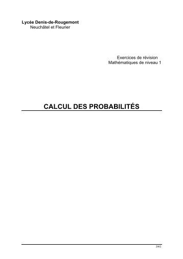 Math niveau 1, probabilités, exercices de révision - rpn