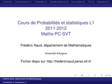 Cours de Probabilités et statistiques L1 2011-2012 Maths-PC-SVT