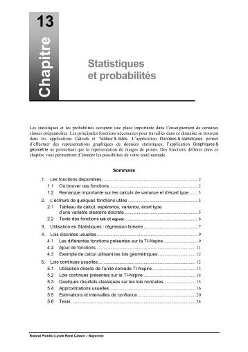 Chapitre 13 (685 Ko) Statistiques et probabilités