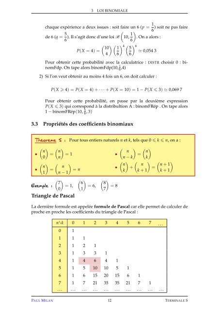 Probabilités conditionnelles. Loi binomiale - Lyceedadultes.fr