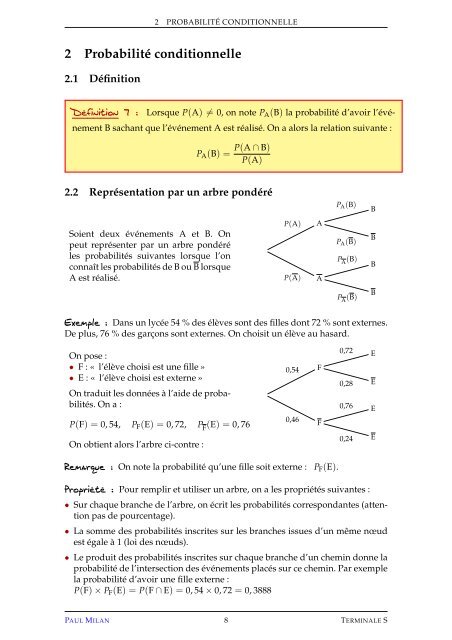 Probabilités conditionnelles. Loi binomiale - Lyceedadultes.fr