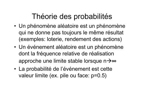 Théorie des probabilités - HEC - Université de Lausanne