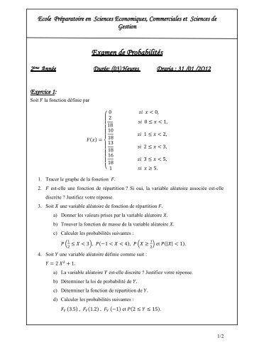 Examen de Probabilités