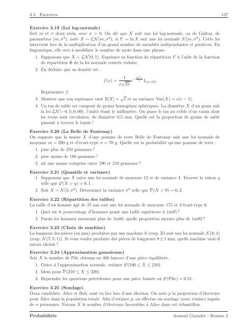 Introduction aux Probabilités - Université Rennes 2