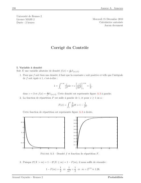 Introduction aux Probabilités - Université Rennes 2