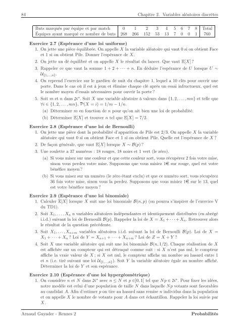 Introduction aux Probabilités - Université Rennes 2