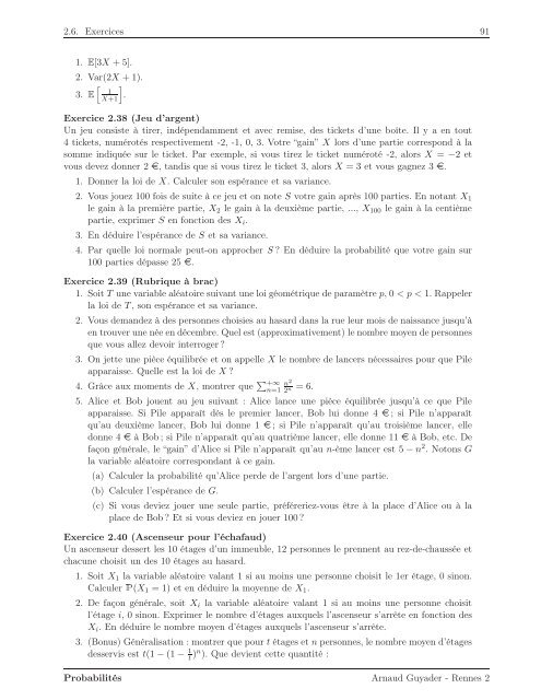 Introduction aux Probabilités - Université Rennes 2