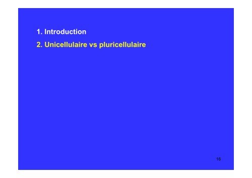 Les Eucaryotes unicellulaires