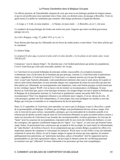 Jean Massart - La Presse Clandestine dans la Belgique Occupee