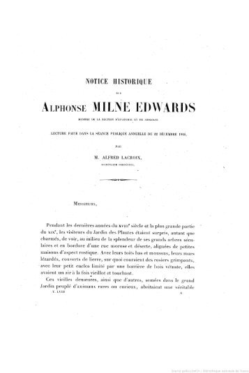 Alphonse MILNE-EDWARDS - Académie des sciences