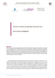 Formes et enjeux du gothique dans Jane Eyre Jean-Charles PERQUIN