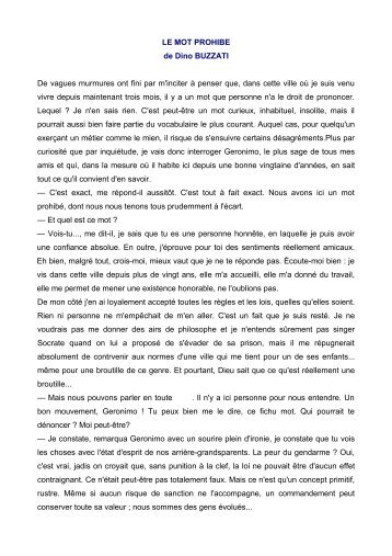 LE MOT PROHIBE de Dino BUZZATI De vagues murmures ont fini ...