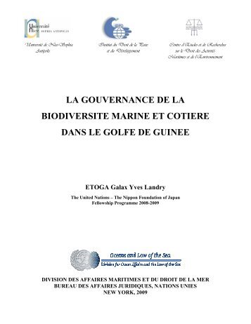 LA GOUVERNANCE DE LA BIODIVERSITE MARINE ET COTIERE ...