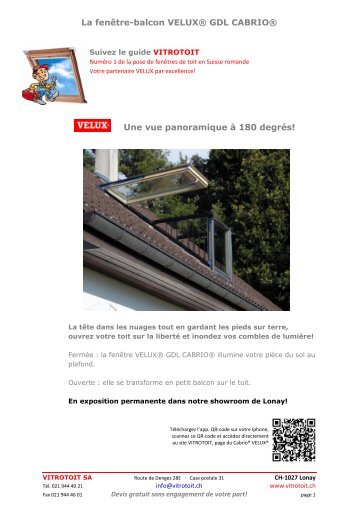 La fenêtre-balcon VELUX® GDL CABRIO® Une vue panoramique à ...