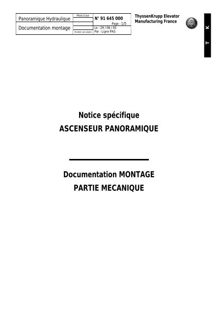 Notice spécifique ASCENSEUR PANORAMIQUE ... - TEF-online