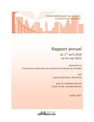 Rapport annuel 2010-2011 - Immigration et métropoles