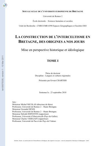 La construction de l'interceltisme en Bretagne, des origines à nos ...