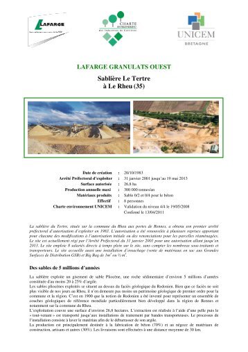 Sablière Le Tertre à Le Rheu - Charte Environnement des Carrières