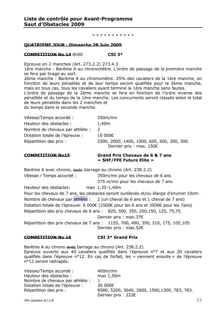 Programme du concours (PDF) - Accueil - FFE