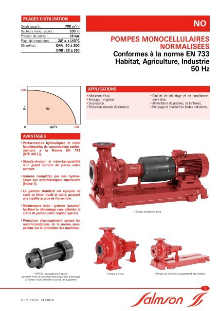 POMPES MONOCELLULAIRES NORMALISÉES ... - Salmson