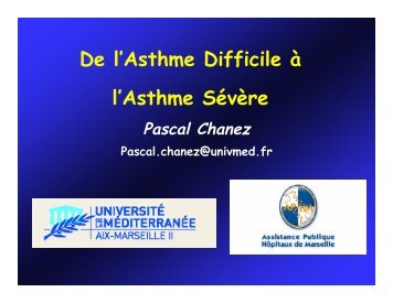 De l'Asthme Difficile à l'Asthme Sévère - Pneumologie