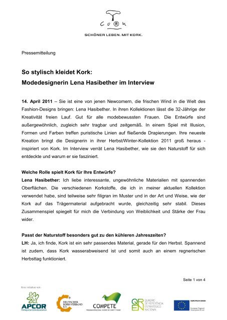 So stylisch kleidet Kork: Modedesignerin Lena Hasibether im Interview